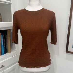Sanctuary Brown Textured Short Sleeve Top XS